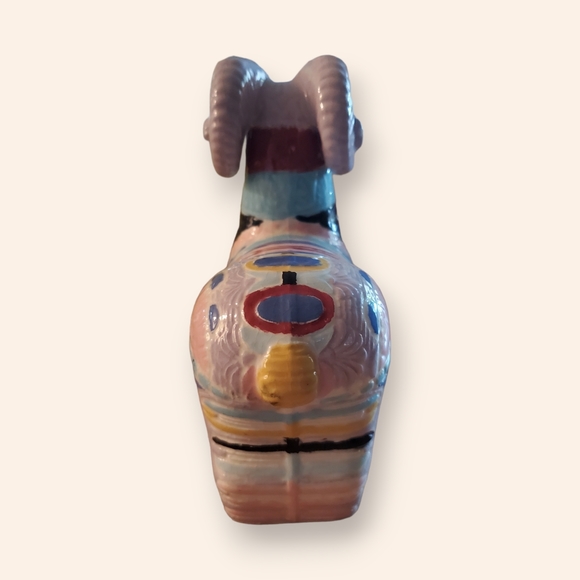 Vintage Ram Figurine Ceramic Ornate Etched Pastel Farm Animal Statue Retro - Picture 5 of 5